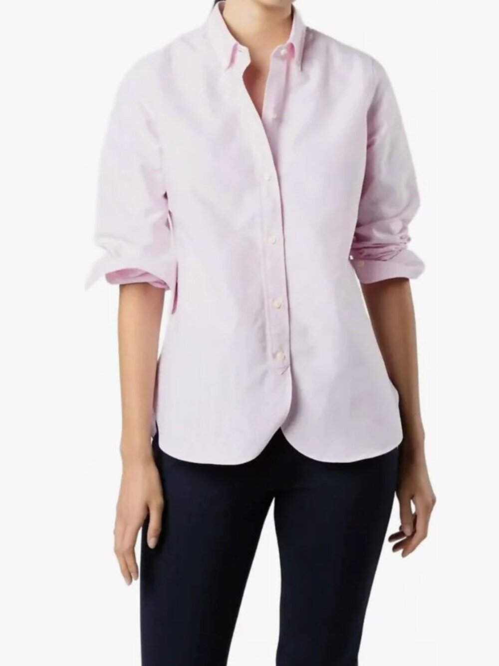 Ann Mashburn Schoolgirl Button-Down Shirt In Light Pink Oxford